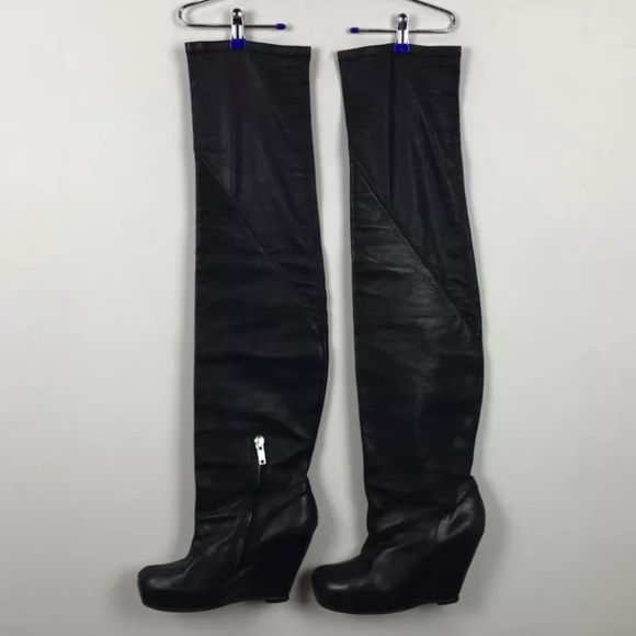 RICK OWENS thigh high over knee boots black 8.5 9 - Picture 3 of 7